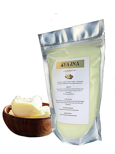 Miniatura 2 de Yajna Manteca de cacao cruda orgánica 100% pura, natural y sin refinar  Hidratante de piel para cara, cuerpo y cabello  1 LBS450 GM marfilblanco