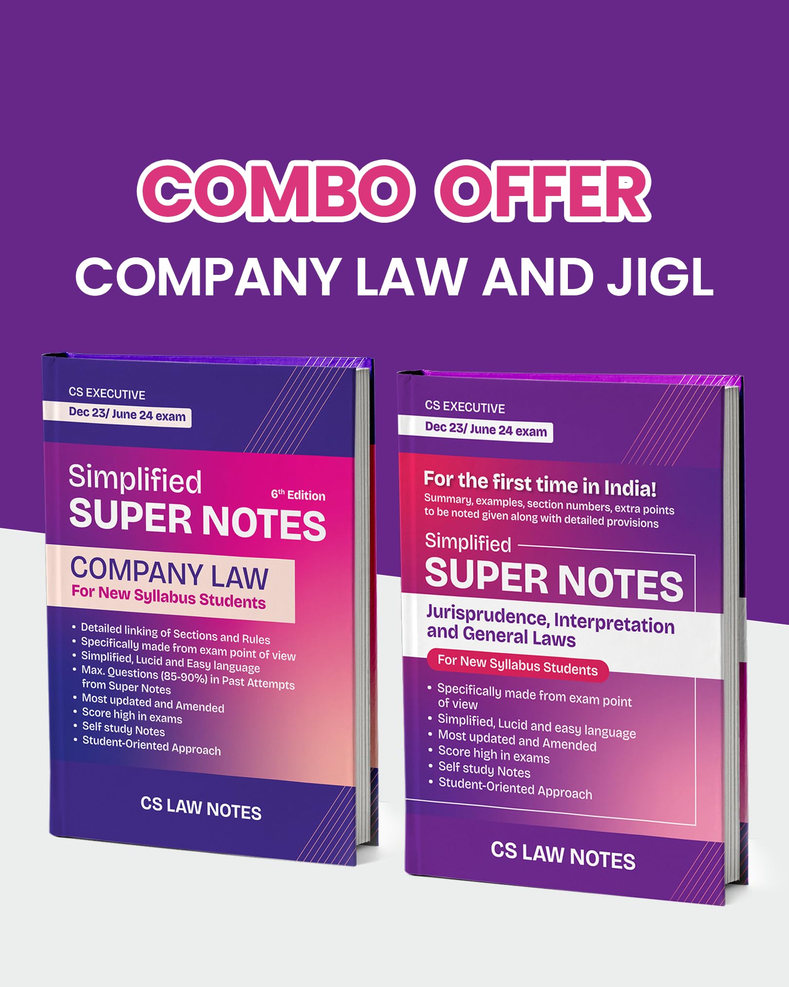 Super Notes Combo Jurisprudence (JIGL) and Company Law (Simplified Super Notes) CS Executive | New Syllabus | June 2025/ Dec 2025 Exams | | Most updated and amended