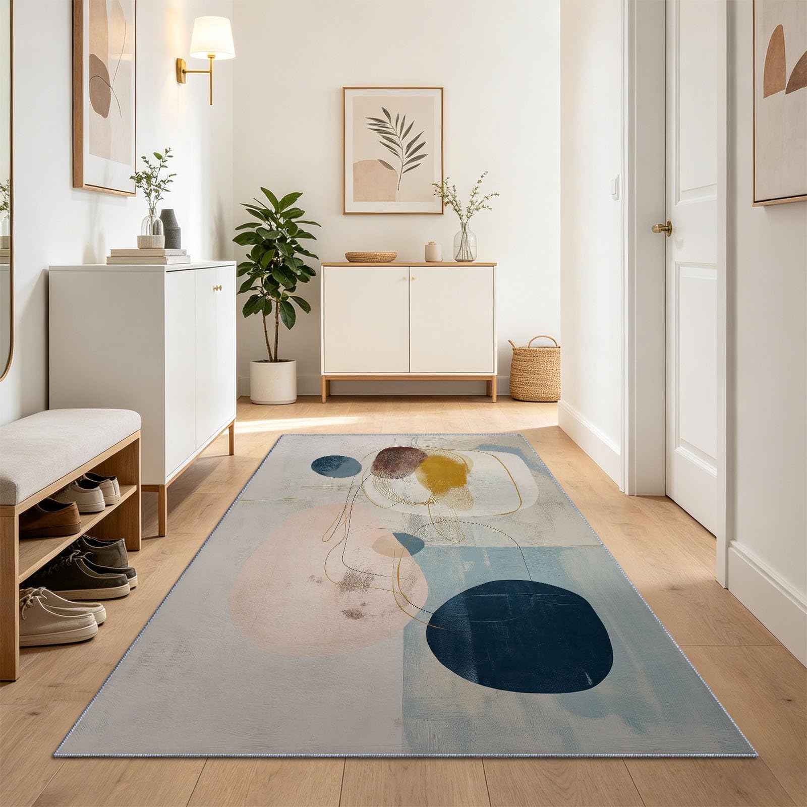 Tapis lavable 80x240 cm antidérapant à poils courts pour cuisine et chambre