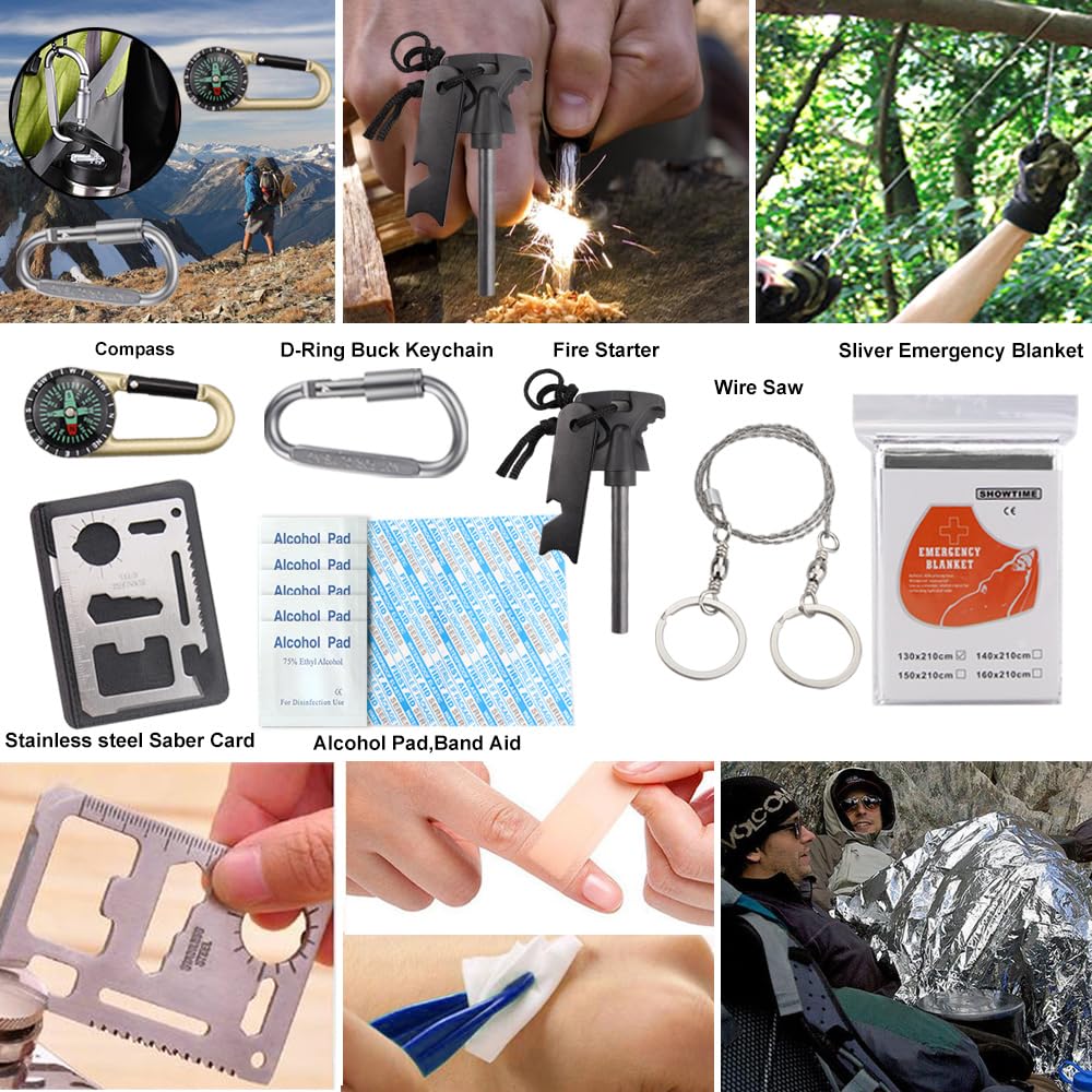 EMDMAK Kit de supervivencia al aire libre Emergency Gear Kit para camping, senderismo, viajes o aventura