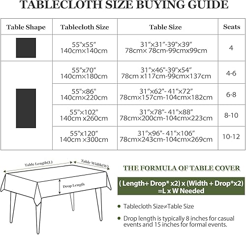 Miniatura 7 de BESBESME Mantel de lino rústico estilo bohemio, mantel a rayas para mesas cuadradas, lavable y resistente a las arrugas (55 x 55 pulgadas, 4