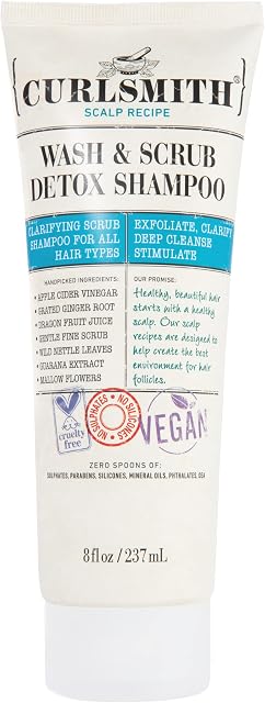 Curlsmith - Wash & Scrub Detox Shampoo - Vegan Exfoliating Clarifying Shampoo for any Hair Type, Healthy Scalp (237ml)