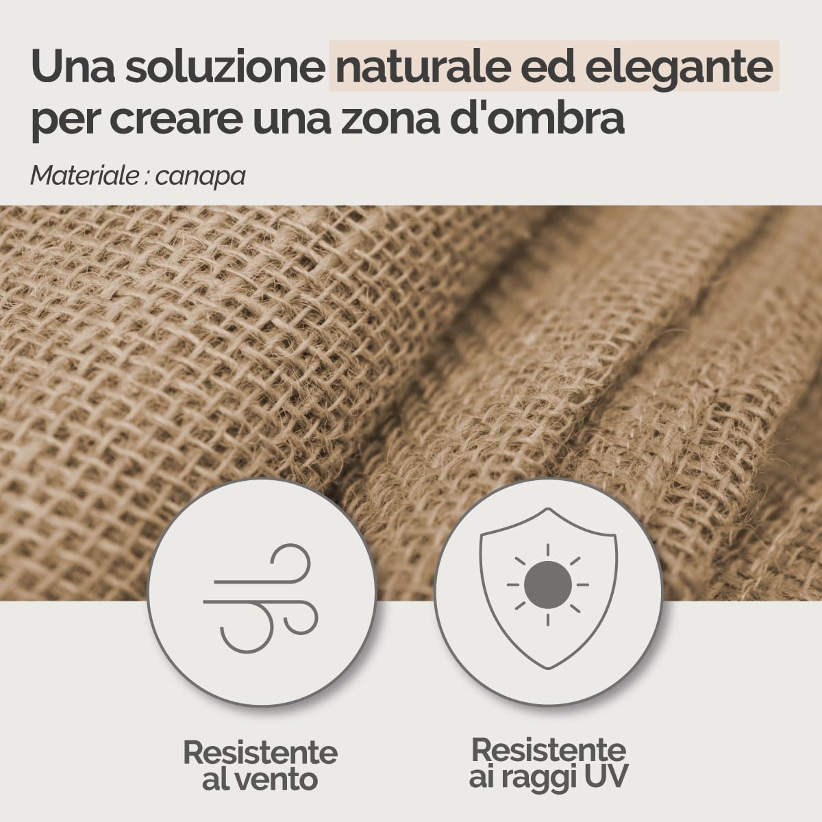 Linxor – Vela ombreggiante in canapa, rettangolare per terrazza e giardino, tessuto resistente ai raggi UV – Diverse dimensioni e colori