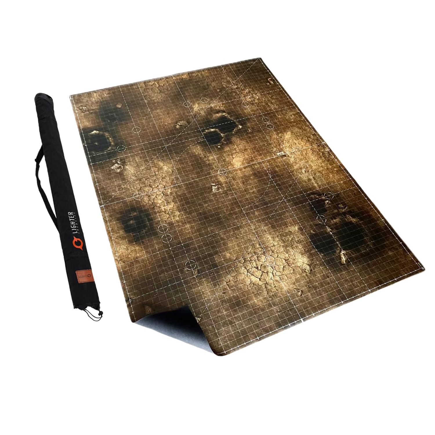 Lighter Creative 44'' x 60'' Battle Mat Gridded War-Gaming Mat for WH40K Pariah Nexus Deployment Zone - Made of Synthetic Leather, Wasteland Patterned, Rolled Package