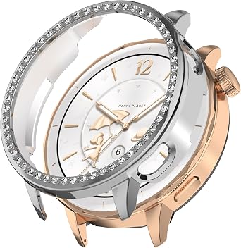 Compatible with Oppo Watch X3 mini/X2 mini, OnePlus Watch 4 43mm/Watch 3 43mm Smart Watch Bling Bumper Case Protective Face Cover Silver