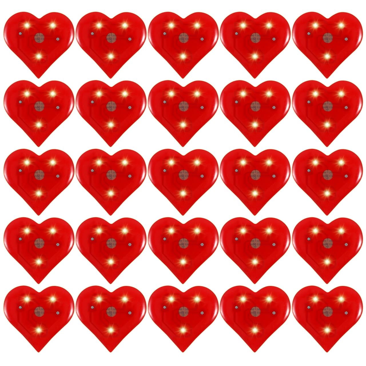 20pcs Valentine's Day Red Heart Brooch Pins LED Flashing Brooch Pins Wedding Birthday Party Favors