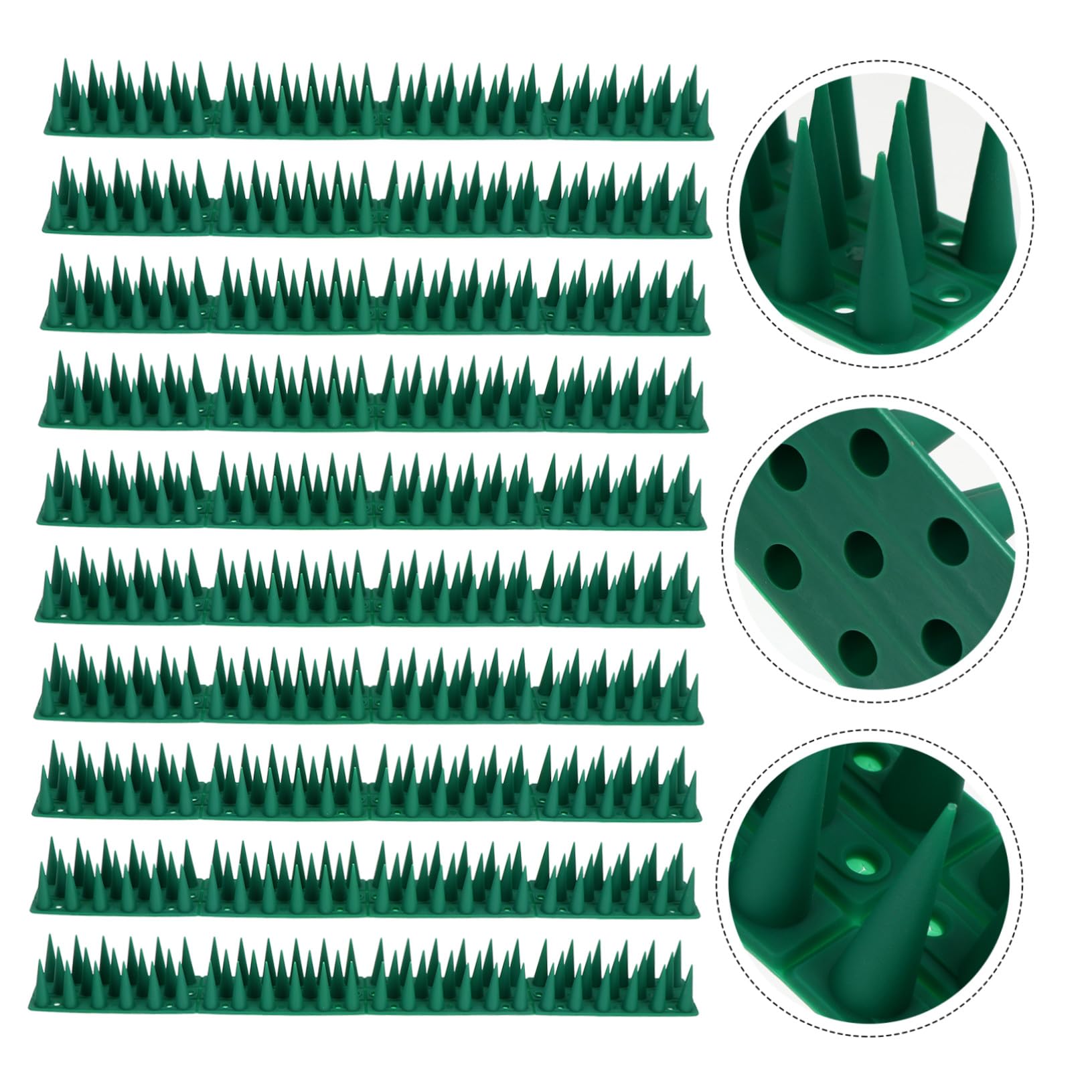Strisce Sicuri Set Plastica in per Dissuasori Piccioni Verde e 10 Contro Spuntoni Recinzioni per Gazebo e Comignoli Altri Animali