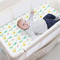 Vista 4 de Pack and Play Sheets - Juego de 2 sábanas para cuna, sábana bajera elástica para cuna, compatible con Graco Pack n Play, material suave y Dinosaurio