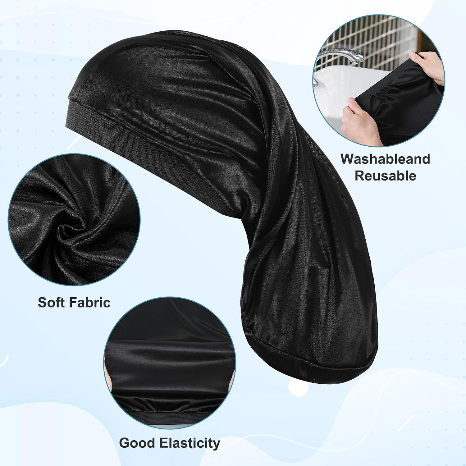 2 Pieces Large Dreadlock Cap Unisex Satin Shower Cap Head Wrap Loc Caps Satin Bonnet Sleeping Caps Hair Accessories Sleep Bonnet for Curly Braids Wave
