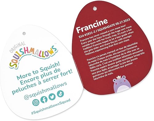 Miniatura 6 de Squishmallows Francine Purple Frog original de 14 pulgadas con mejillas de corazón y corona dorada - Peluche grande oficial de Jazwares