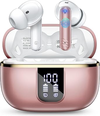 💎 79% MEGA DEAL! W70 Pro Bluetooth Kopfhörer In-Ear, Bluetooth 5.4 Wireless Earbuds mit HiFi-Sound, Sport Ohrhörer mit 4 Mik ENC für klare Anrufe, 46H Akkulaufzeit, LED-Anzeige, IPX7 Wasserdicht, iOS Android. Rosa