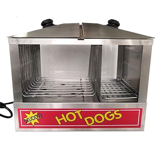Miniatura 3 de FSE HDS-1300W/100 - Vaporizador y calentador de bollos para perros calientes con 100 perros calientes y capacidad de 48 bollos, carga superior, 18