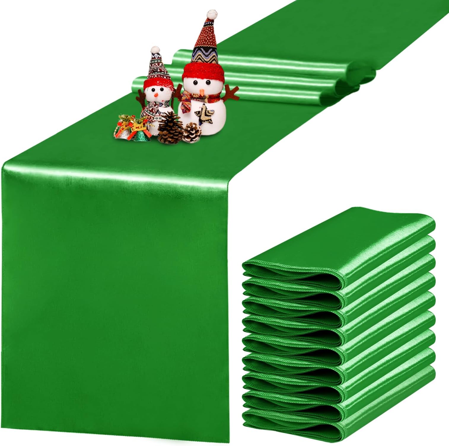 10 Pack Satin Table Runner 12 x 108 Inch Long Emerald Silk Table Runner for Wedding Party Banquet Birthday Decoration