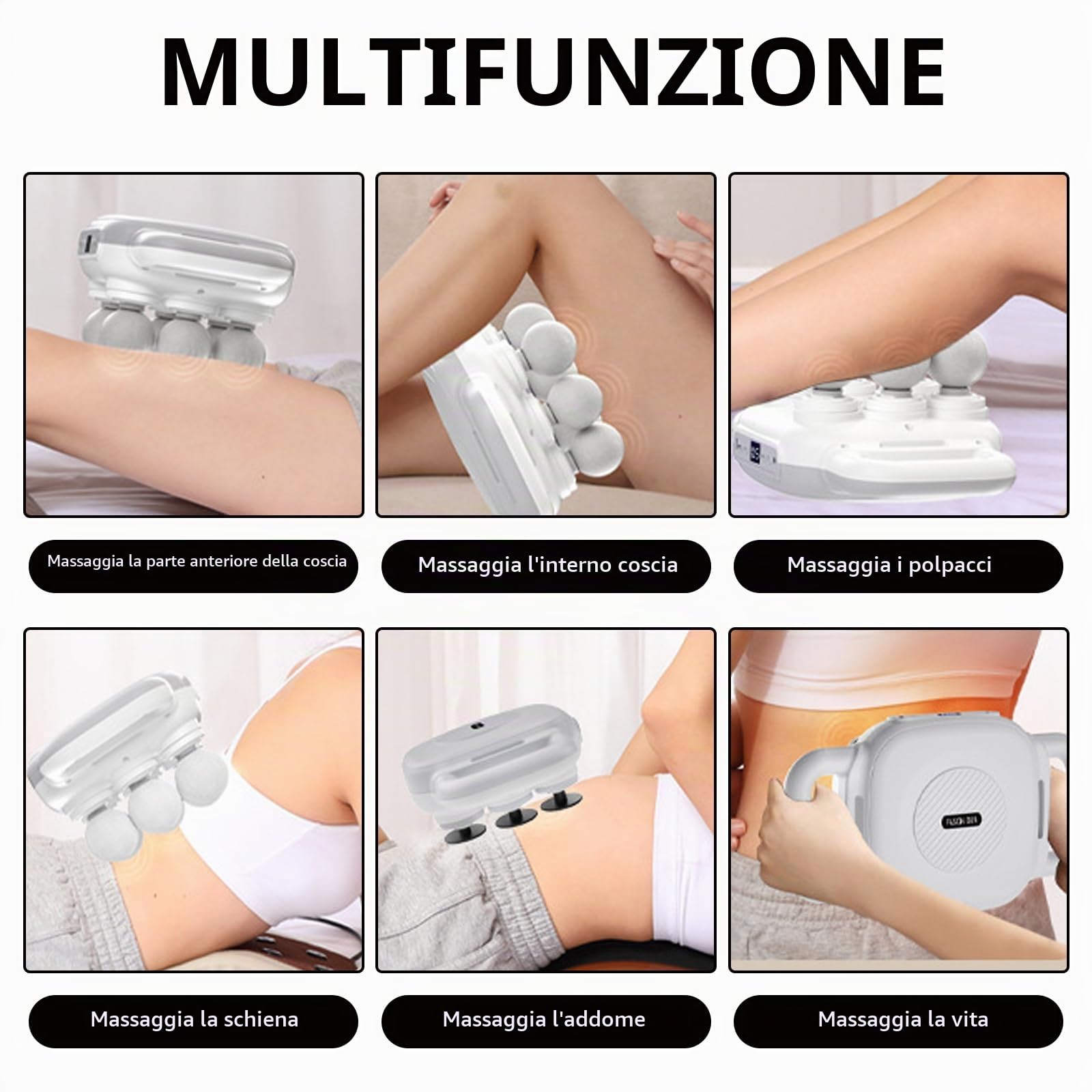 Pistola Per Massaggi, Massaggiatore Muscolare A 6 Testine 1500 Mah Con 18 Testine Massaggianti Cintura Addominale E 50 Velocità Per Alleviare Il Dolore Alla Schiena Alla Vita All'Addome E Alle Gambe