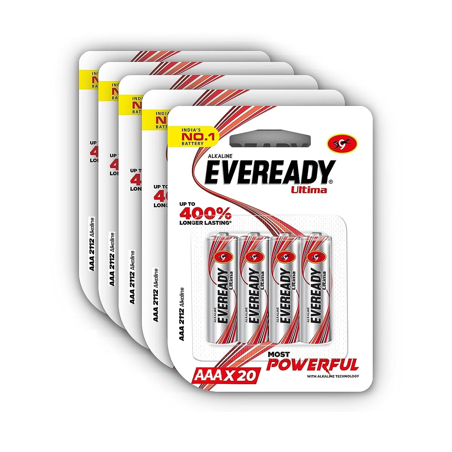 Eveready Ultima Alkaline AAA Battery Pack of 20 1.5 Volt 400 Long Lasting Highly Durable