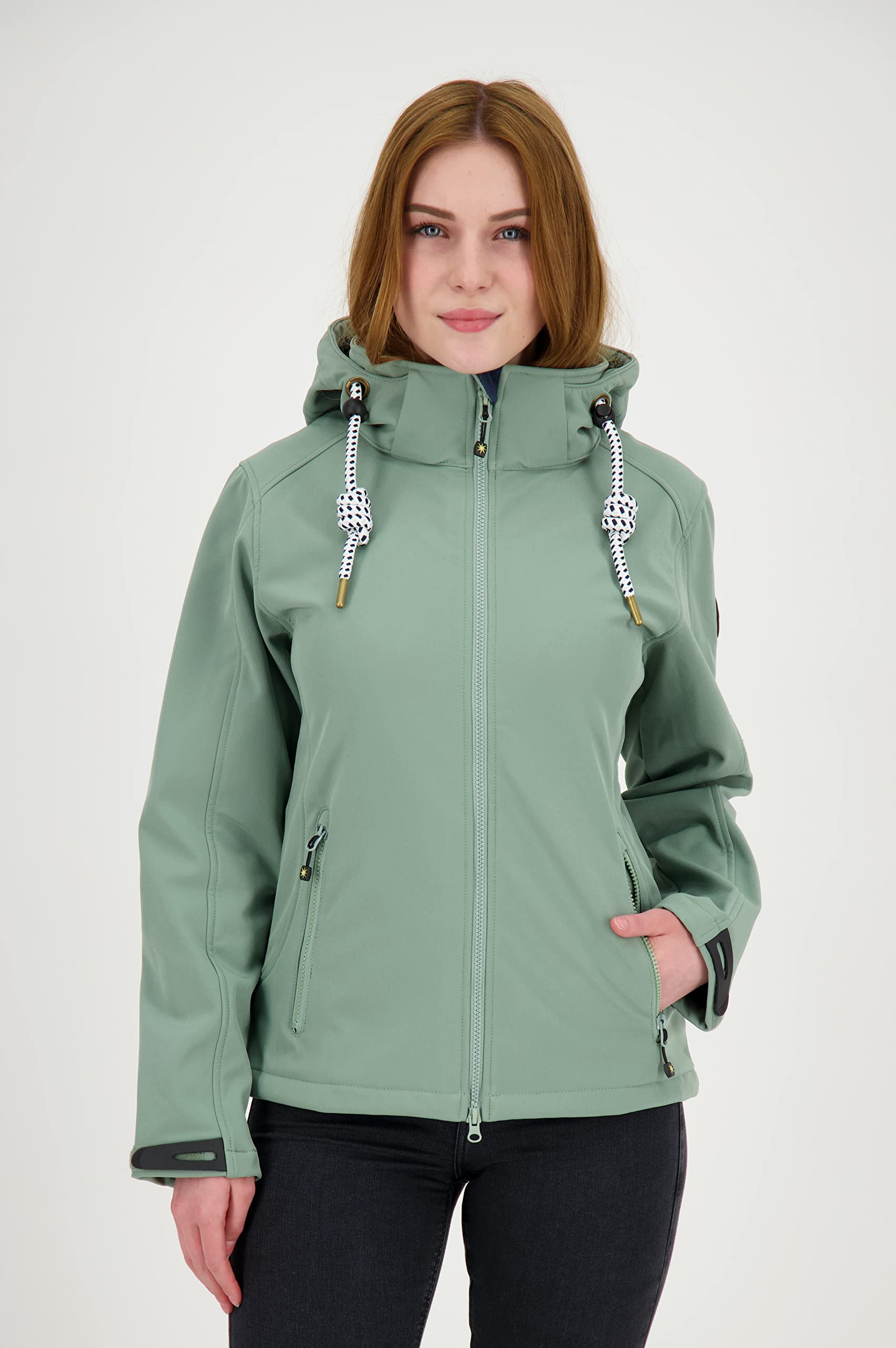 Ankerglut Damen Damen Softshelljacke mit Abnehmbarer Kapuze Gefüttert Übergangsjacke Windbreaker #Ankerglutfreude Softshelljacke