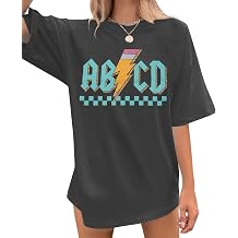 MAXIMGR Teacher Shirts Women Funny Rockn Roll Shirt Life ABCD Pencil Graphic Short Sleeve Tee Top
