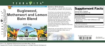 Terravita Thyroid Support - Bugleweed, Motherwort and Lemon Balm - 450 mg (100 Capsules, ZIN: 511178)
