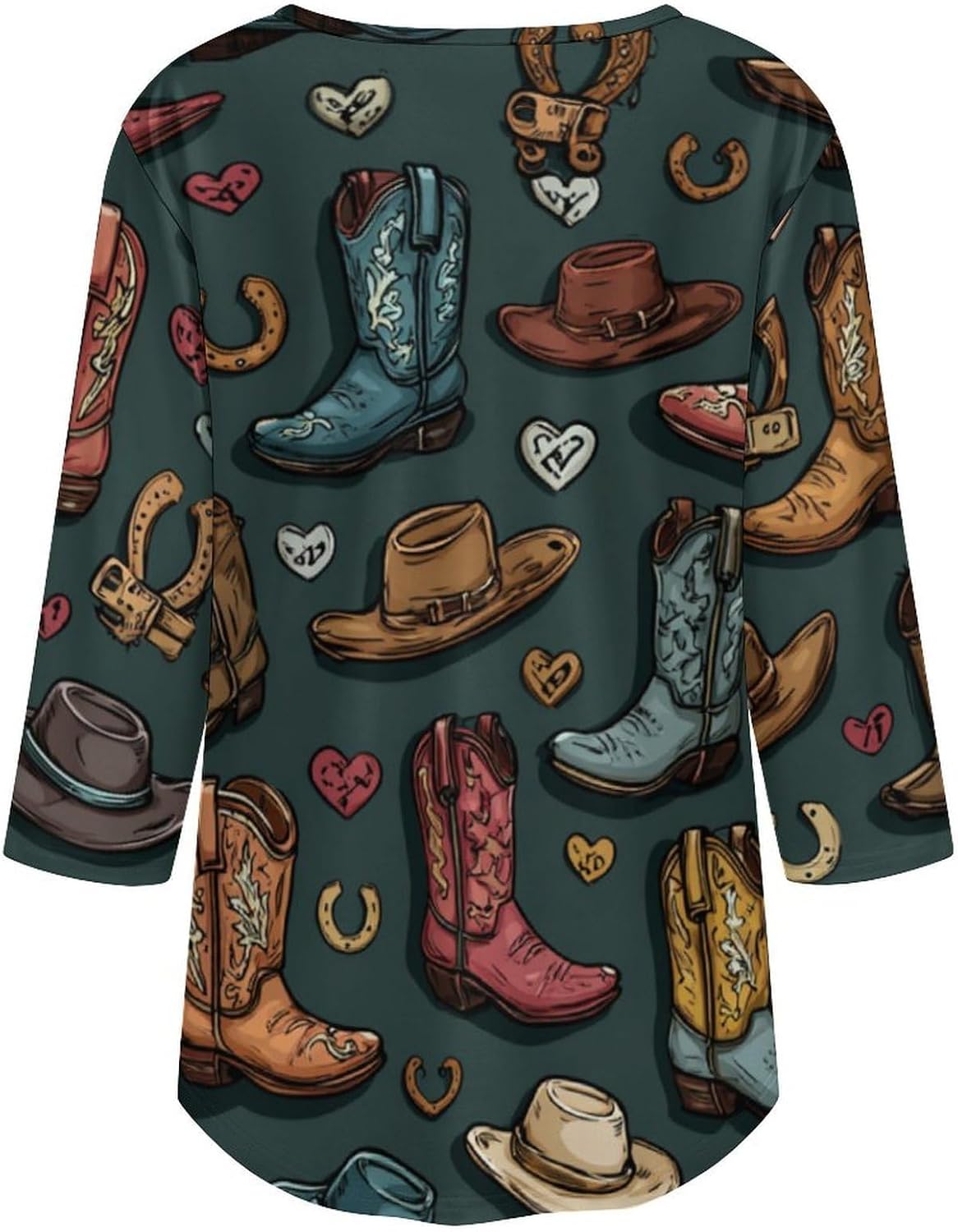 Women's 3/4 Sleeve Tops Tunic Shirts Dressy Casual Crew Neck Loose Blouse