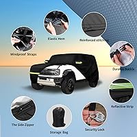Vista 2 de Fundas impermeables para automóvil para Ford Bronco 2021-2024 de 2 puertas (negro) 210T, personalizadas, resistentes, impermeables, protección