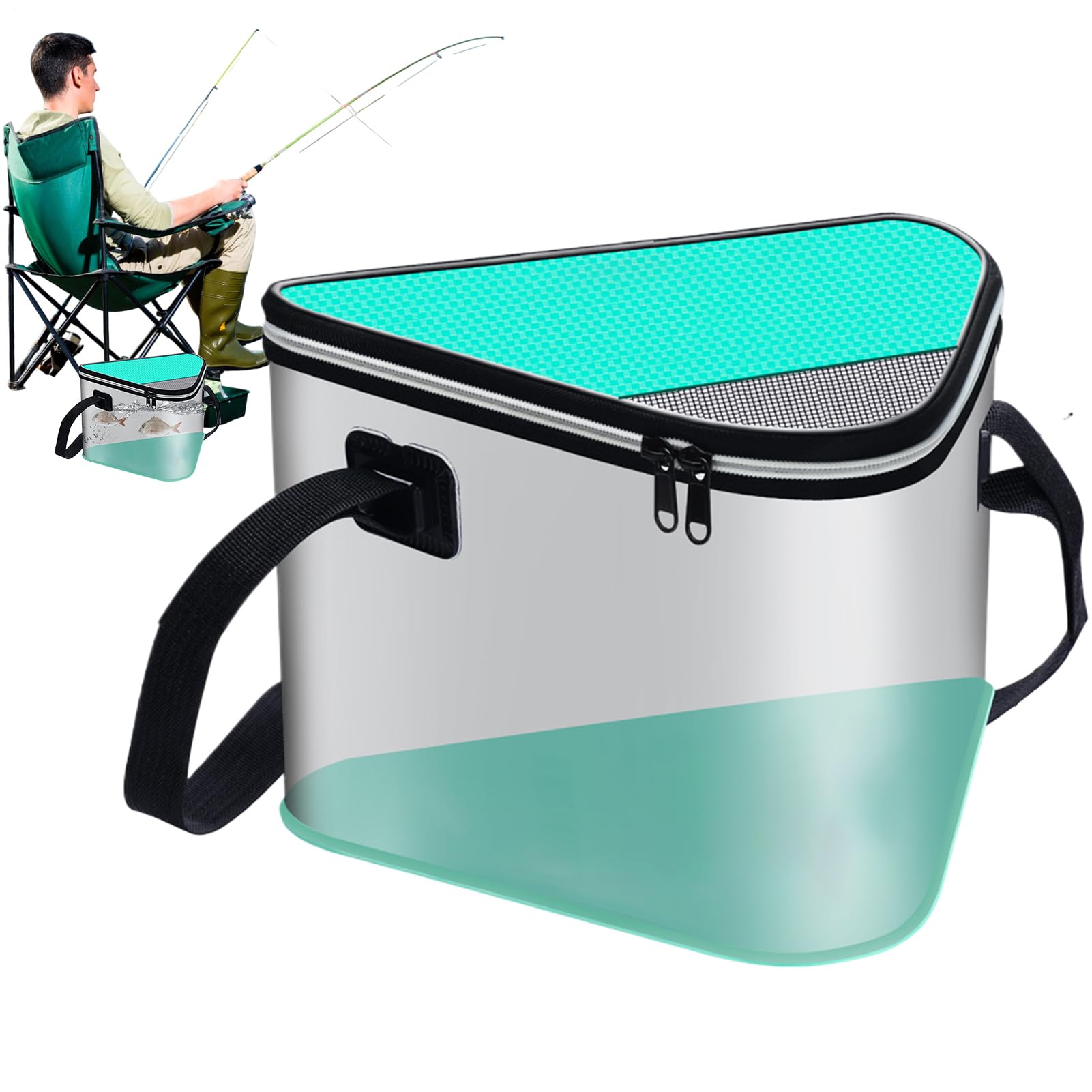 Cubo plegable para peces evita fugas de agua y olores en el coche