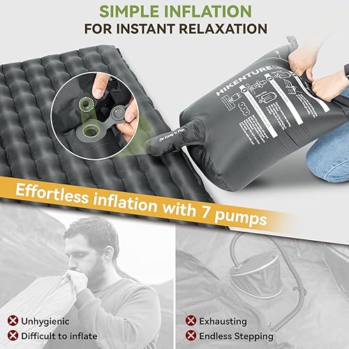 Miniatura 4 de Hikenture Colchoneta de dormir de camping con valor R 6.2, colchón ultraligero para todas las estaciones, alfombrilla de dormir compacta y aislada