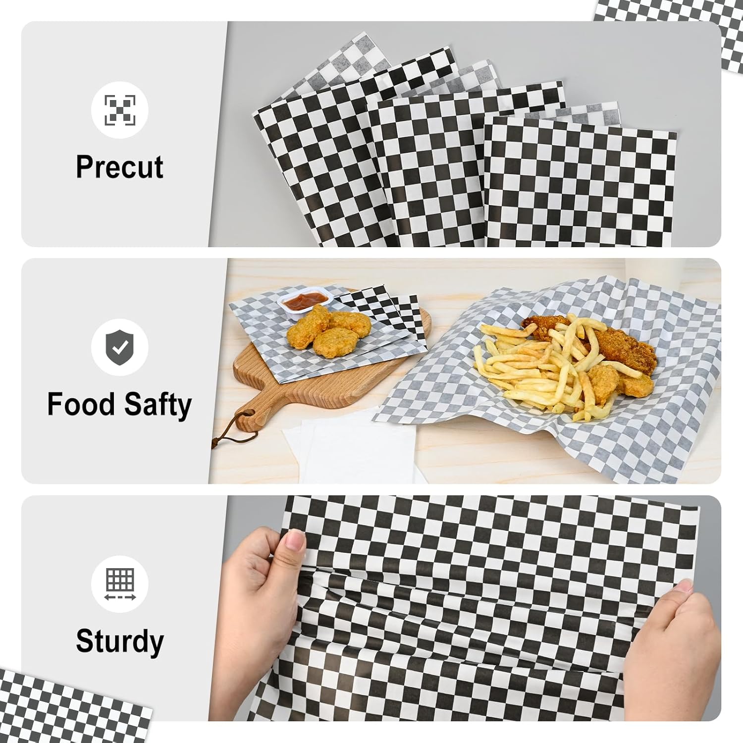 EcoDispose 12 x 12" Grease Resistant Deli Paper Precut Sheets, 100 Pcs