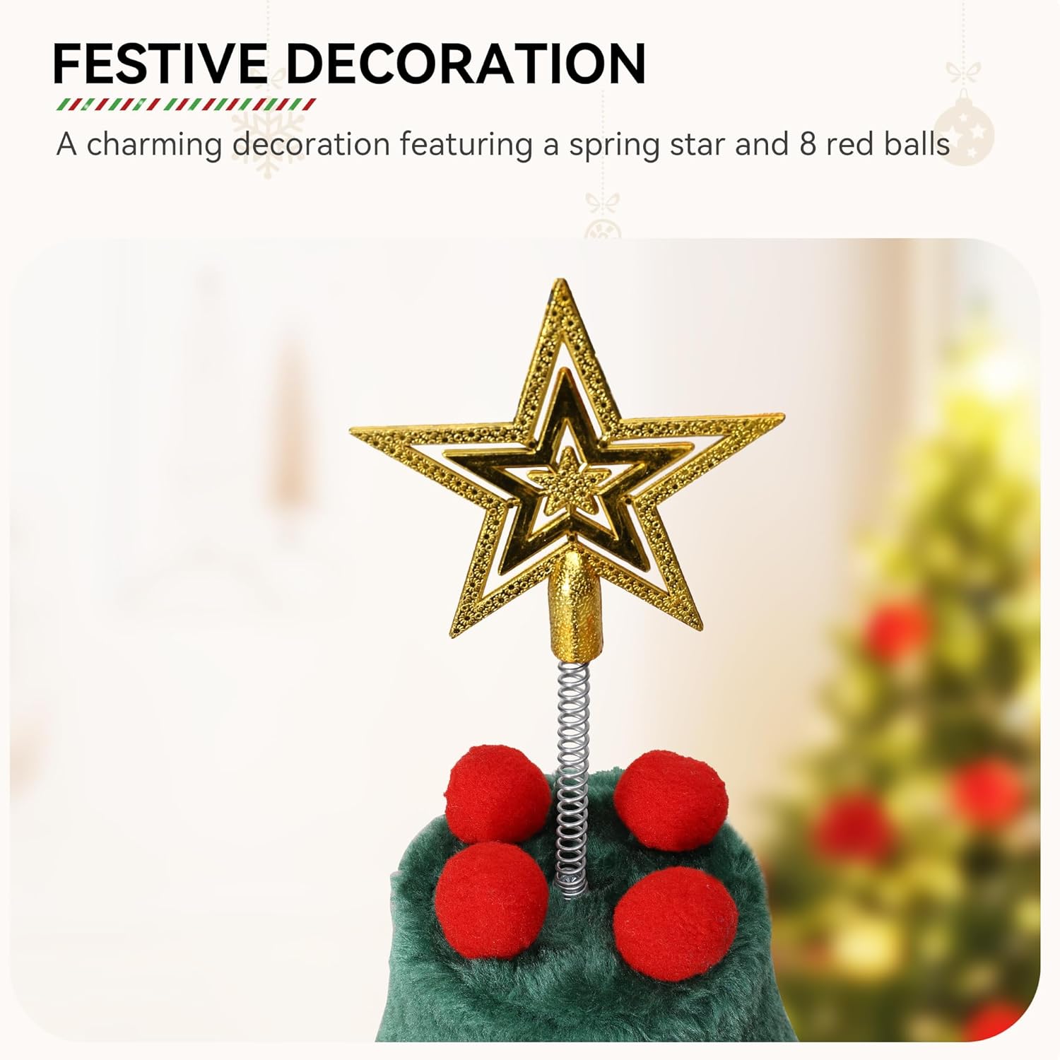 DWVO Christmas Cat Houses for Indoor Cats, Christmas Cat Tree Tower with 2 Cozy Houses, Kitty Furniture with Teaser Plaything for Christmas Decoration