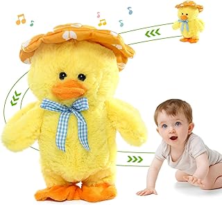 MIAODAM Talking Duck Toys for Toddlers 1-3, Walking & Dancing Yellow Duck Toy That Repeat What You Say, Singing 30 English Songs, Baby Crawling/Tummy Time Toy Electric Speaking Developmental Musical