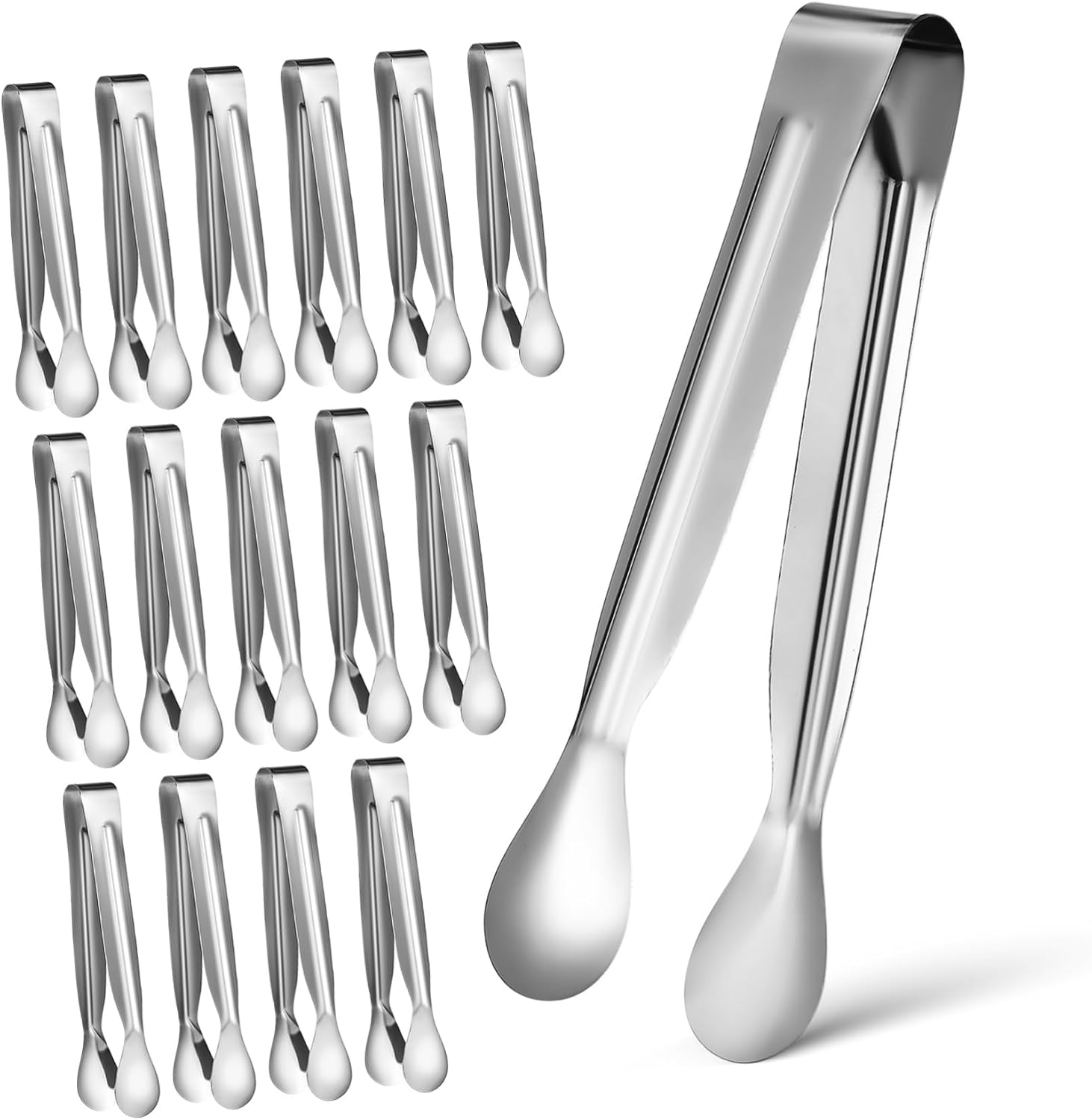 DECHOUS 18pcs Mini Tongs Serving Tongs Stainless Steel Material Versatile Kitchen Tool for Salads Pasta