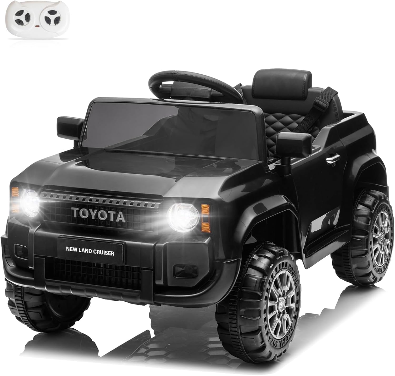 Winado 12V Ride on Car, Licensed Toyota Electric Truck for Toddlers W/Remote Control, Battery Car for Kids with Openable Doors, 3 Speeds, LED Lights, Music (White)