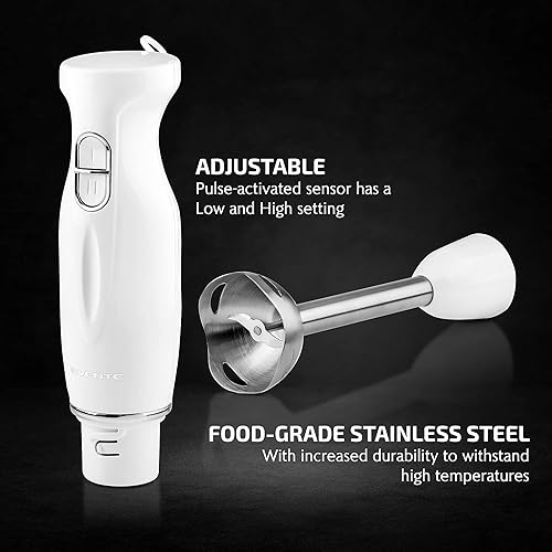Miniatura 2 de OVENTE Batidora de Mano de Inmersión, Mezclador de Mano Portátil Eléctrico de 300W con 2 Velocidades de Mezcla y Cuchillas de Acero Inoxidable para