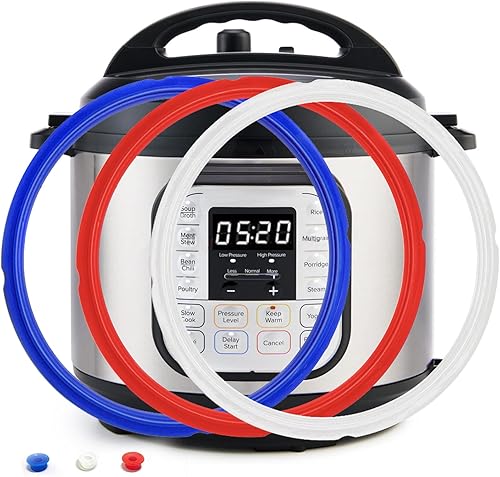 Miniatura 10 de FOUTOR - 3 anillos de sellado de silicona para InstaPot de 3 cuartos de galón, anillos de sellado de silicona de repuesto con 3 colores (rojo,