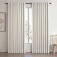 Vista 25 de Topfinel Cortinas Opacas y Cortinajes Marfil Crema de 84 Pulgadas de Largo, Beige con Pliegues Pinzados Completamente Opacas de Lino Natural