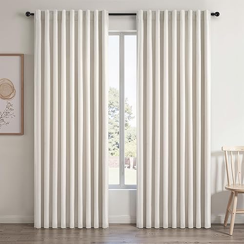 Vista 25 de Topfinel Cortinas Opacas y Cortinajes Marfil Crema de 84 Pulgadas de Largo, Beige con Pliegues Pinzados Completamente Opacas de Lino Natural