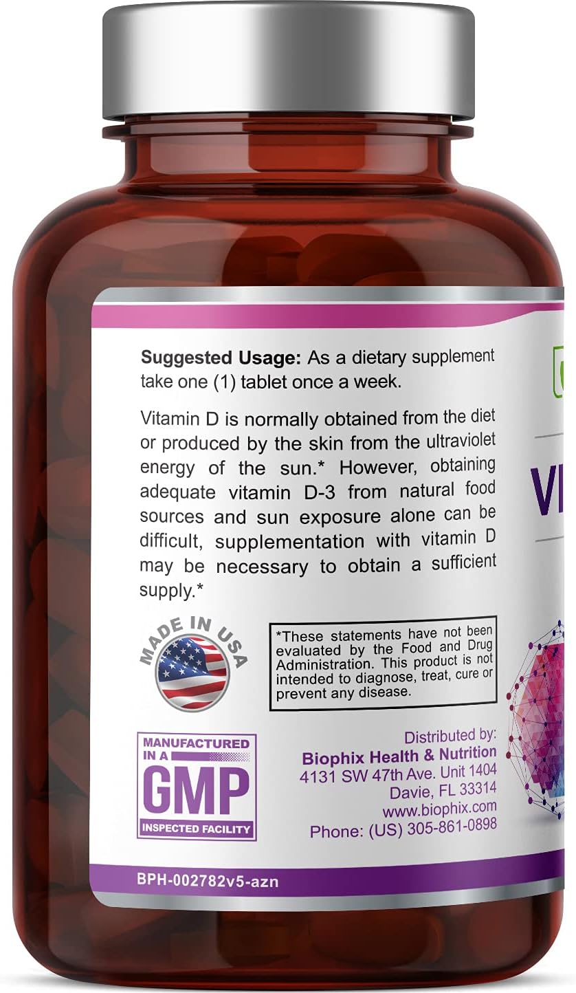 Vitamin D-3 50000 IU 120 Tablets - High-Potency Supports Strong Bones Immune Health and K2 : Health & Household