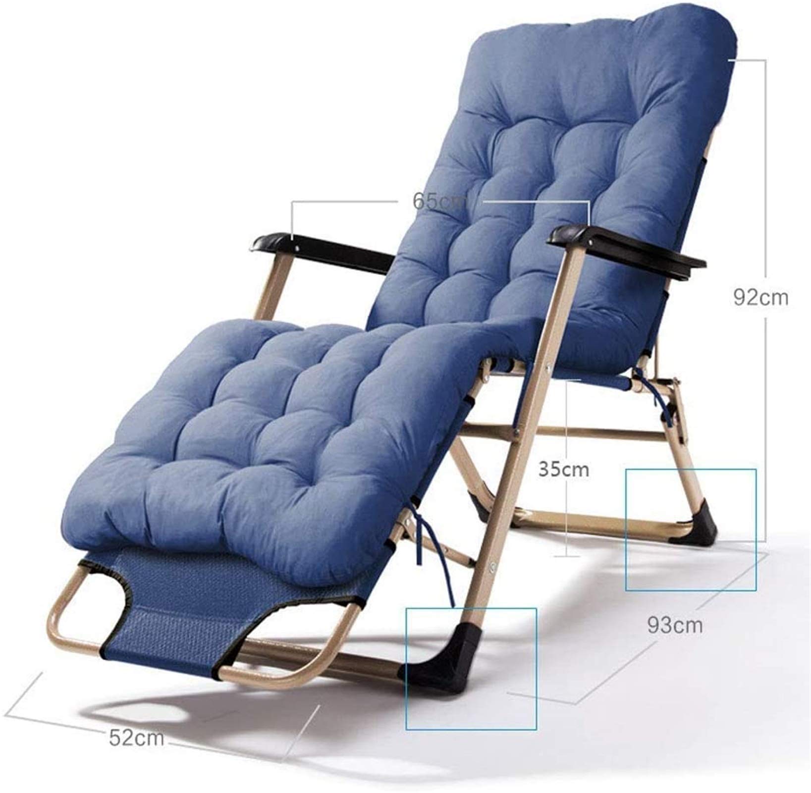 Lezy Deck Chair Rocker składany leżak ogrodowy, leżak do opalania, do użytku na zewnątrz, z zagłówkiem, kemping, turystyka, brązowy (kolor: szary)