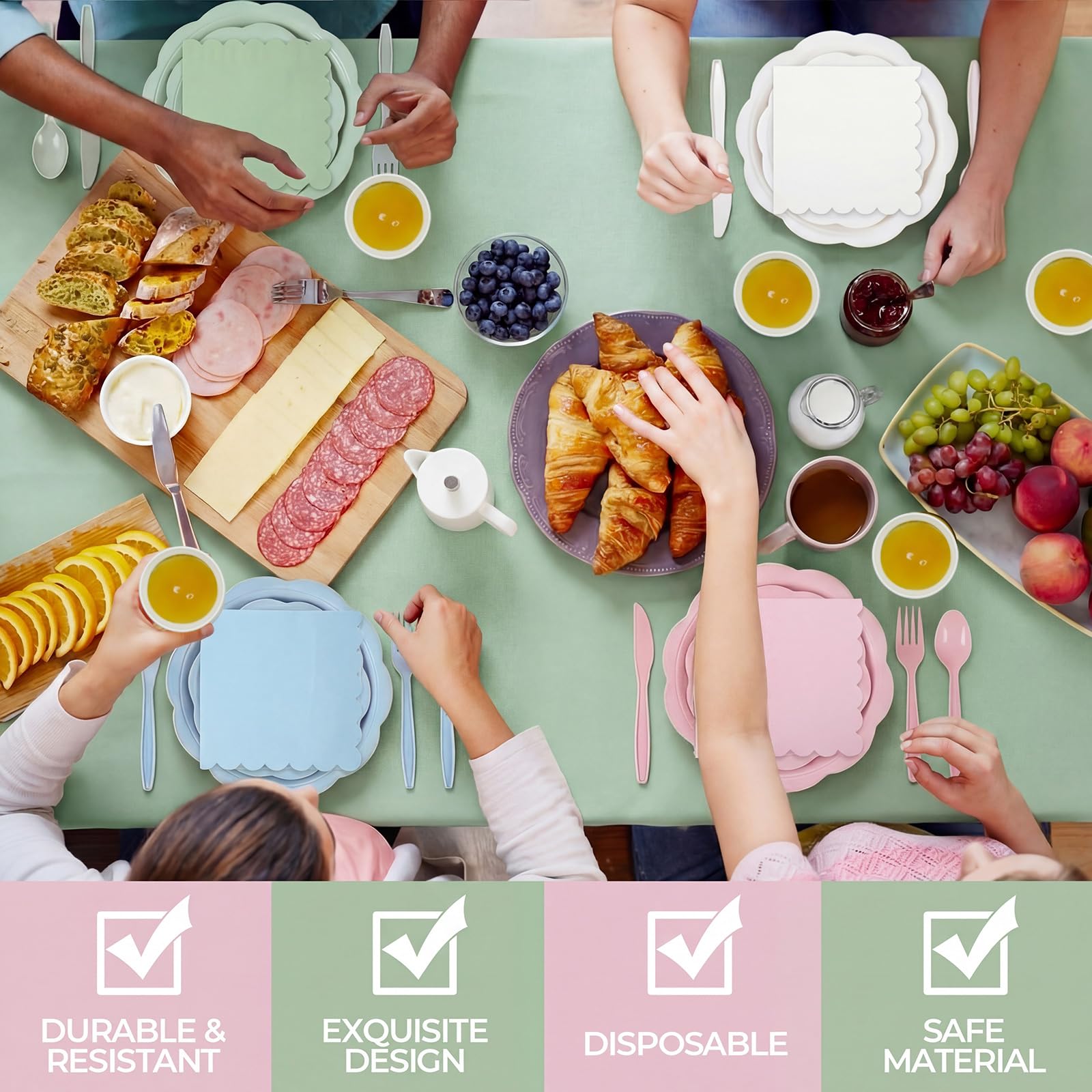 Havawish Pastel Party Plates & Cutlery Set -4