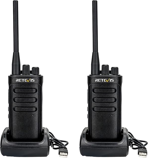 Retevis RB85 Walkie Talkie for Adults Long Range, Noise Reduction Radio Walkie Talkie, Professional 2 Way Radio with USB Charger Base for Construction SiteManufacturer (Black, 2Pcs)