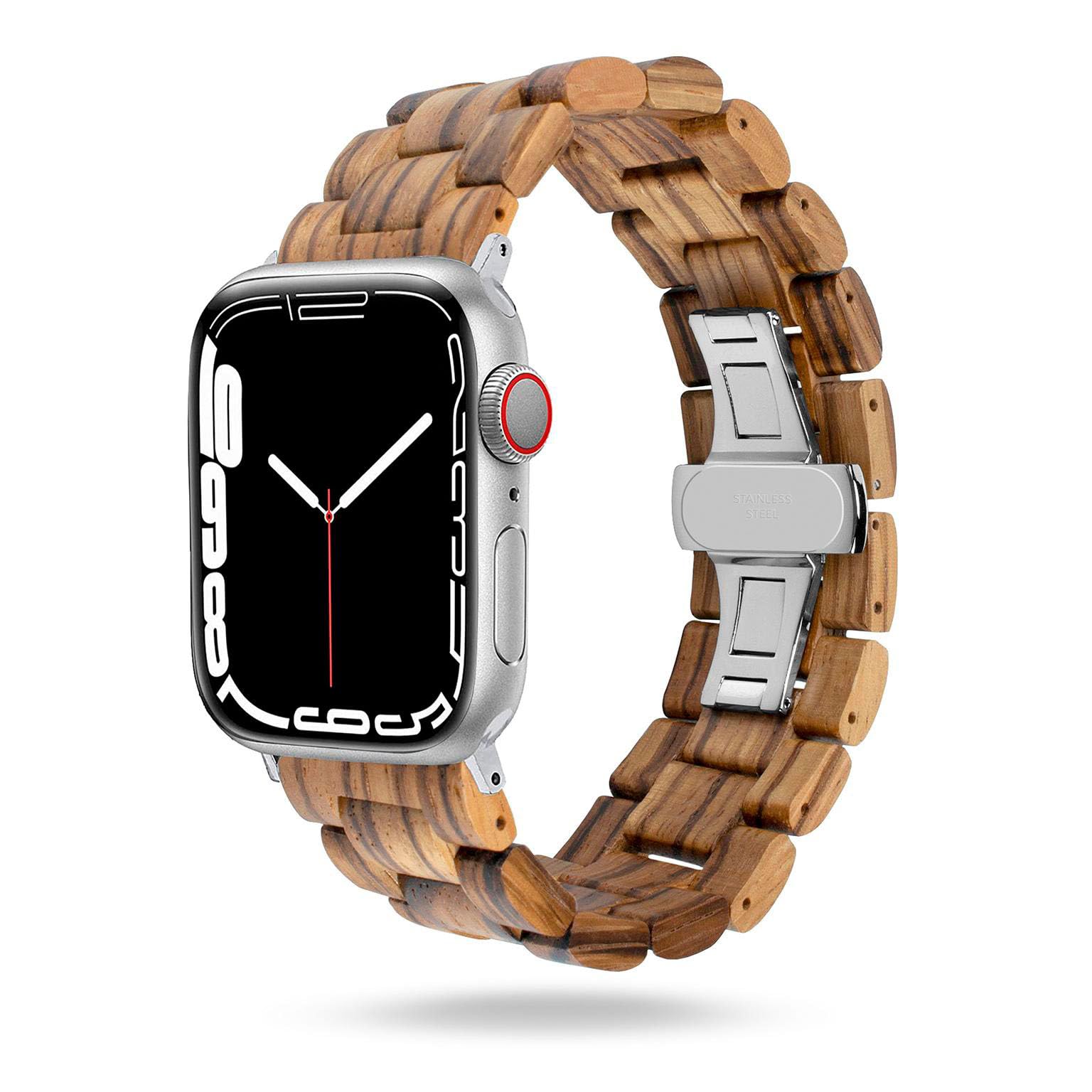 ONEFLOW Timber Strap Bracelet à maillons en bois pour homme avec boucle déployante Bracelet en bois iWatch classique