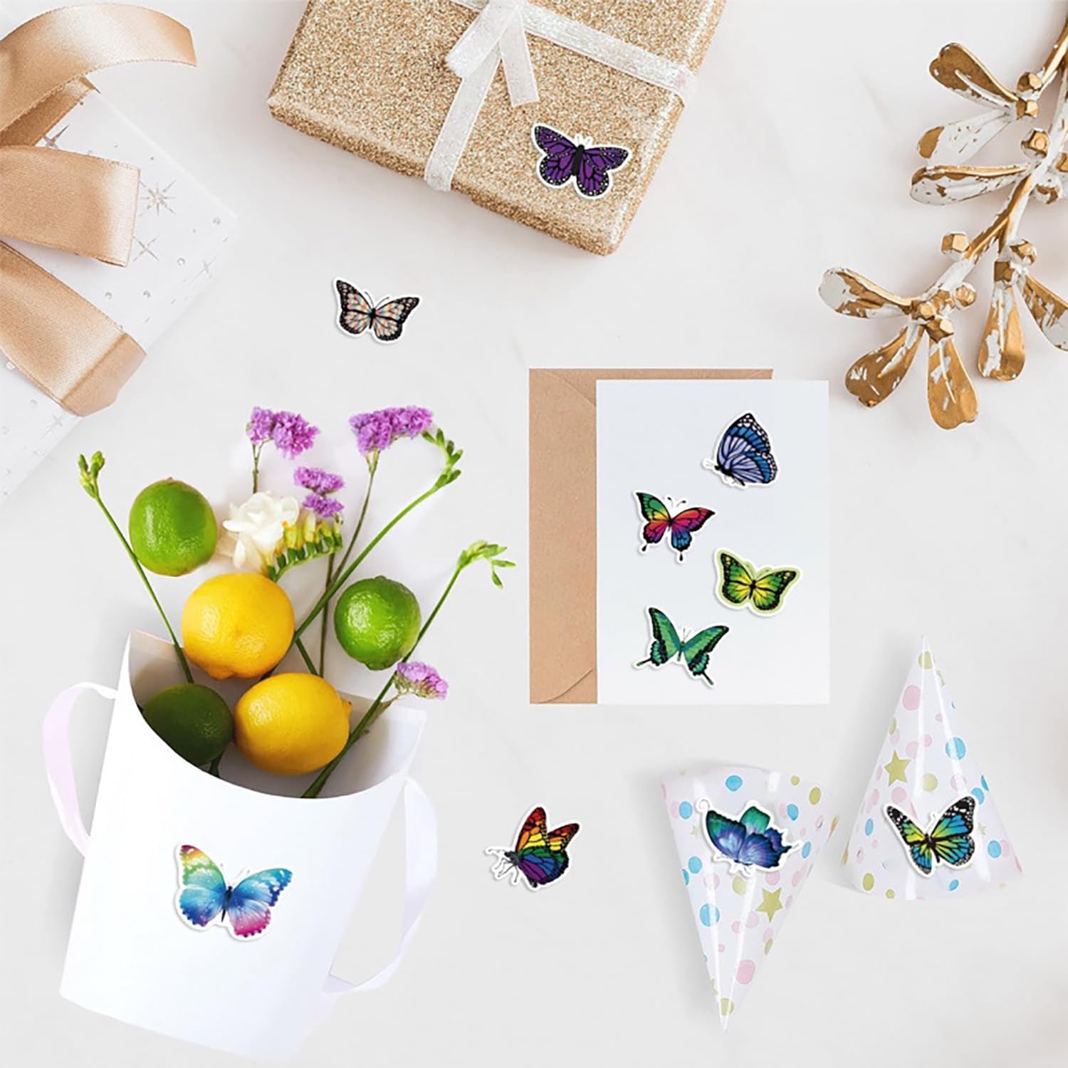 2500Pcs Butterfly Stickers, Colorful Butterflies Label Stickers