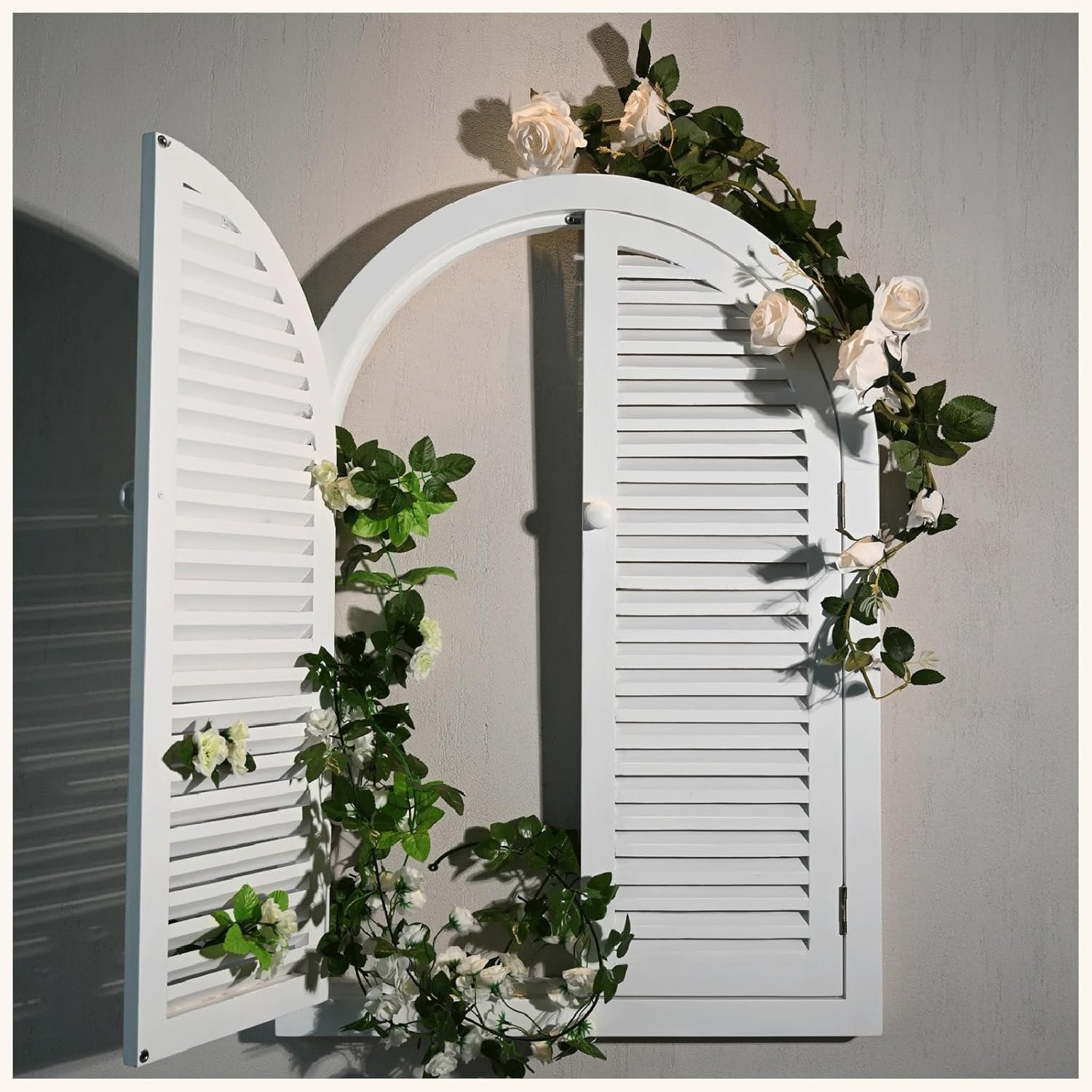 French Rubberwood Imitation Window Use for Covering Walls in Living Rooms/Shops Photography Props Outward-Opening Design Shutter Windows 26x37.4