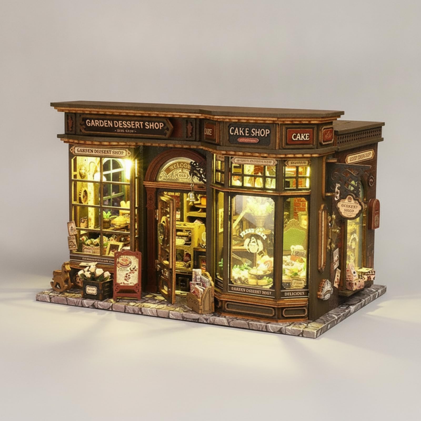 Scène de jardin miniature | Créatif, maquette de magasin de desserts avec boîte baría, éducatif, assemblage d'une tente douce en miniature