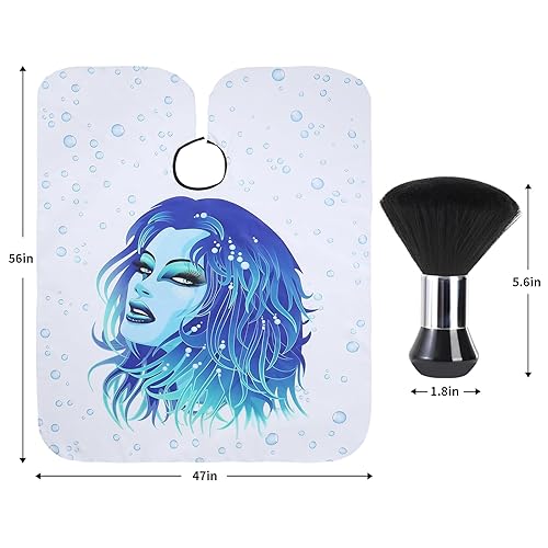 Miniatura 20 de Capa profesional de corte de pelo con cepillo para el cuello, capa de peluquería de gran tamaño para hombres, mujeres y niños