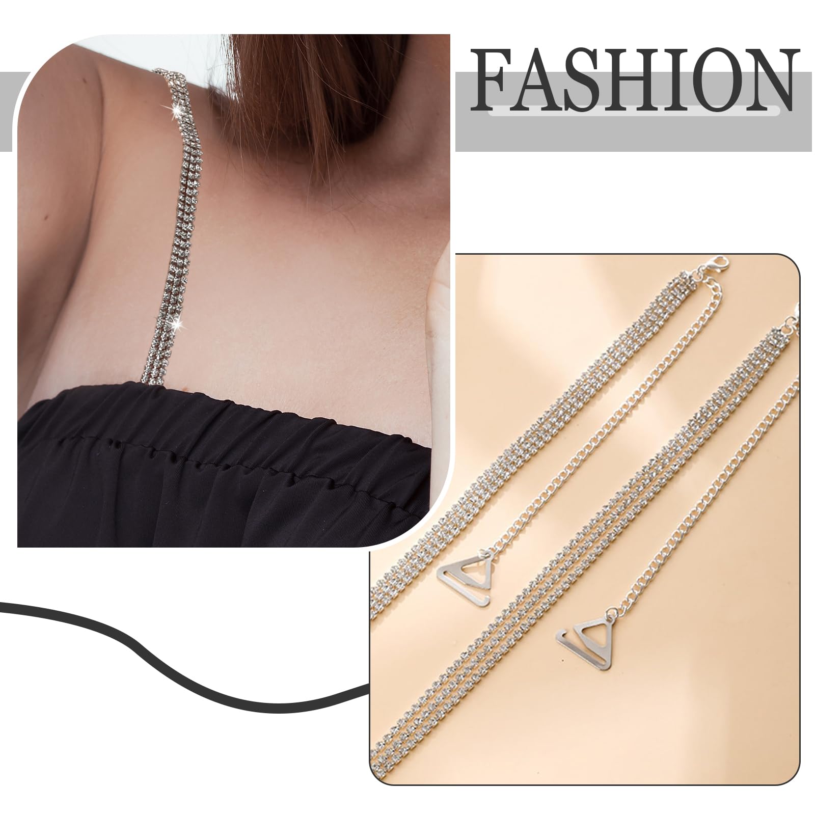 Bretelles De Soutien-gorge Strass Ajustables - Design élégant Et Antidérapant, Pour Robes Sans Bretelles, Mariage, Soirée
