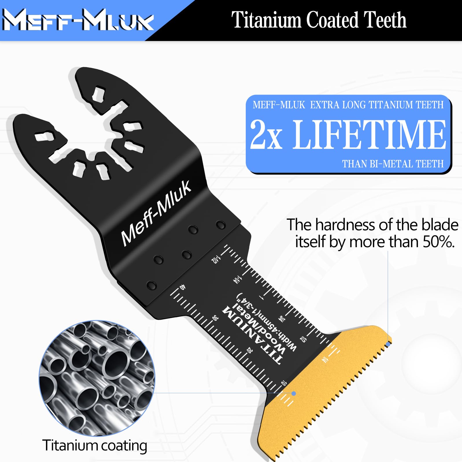 Meff-Mluk 26 cuchillas multiherramienta de dientes japoneses, cuchillas multiherramienta universales para madera, plásticos, metal, kit de hojas de sierra oscilantes de liberación rápida para