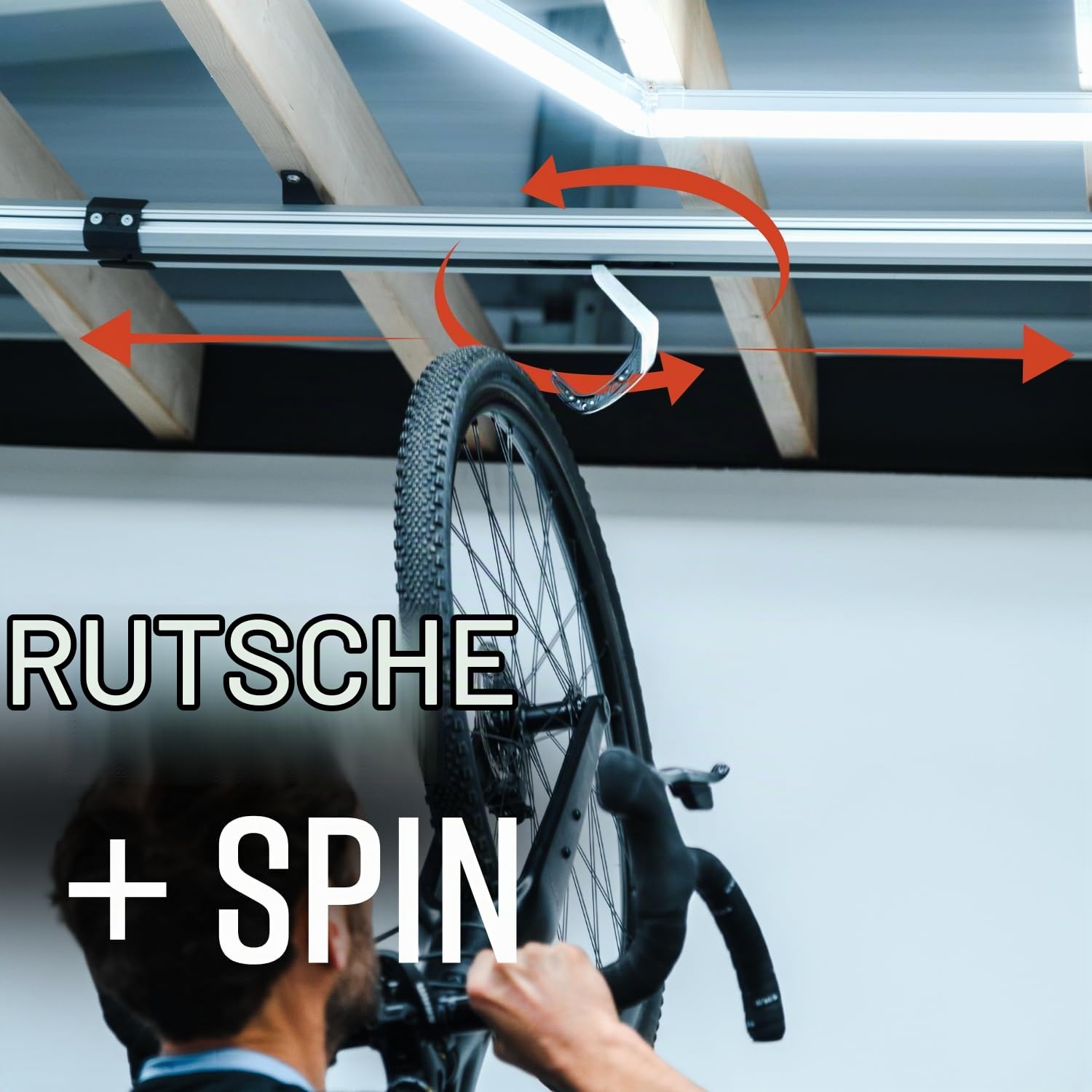 Spacerail Stashed Wandmontierter Fahrradständer für 4 Fahrräder, strapazierfähig, 360 Grad patentiert, automatische Verriegelung, drehbarer Haken, Garagenaufbewahrungssystem, erweiterbares modulares