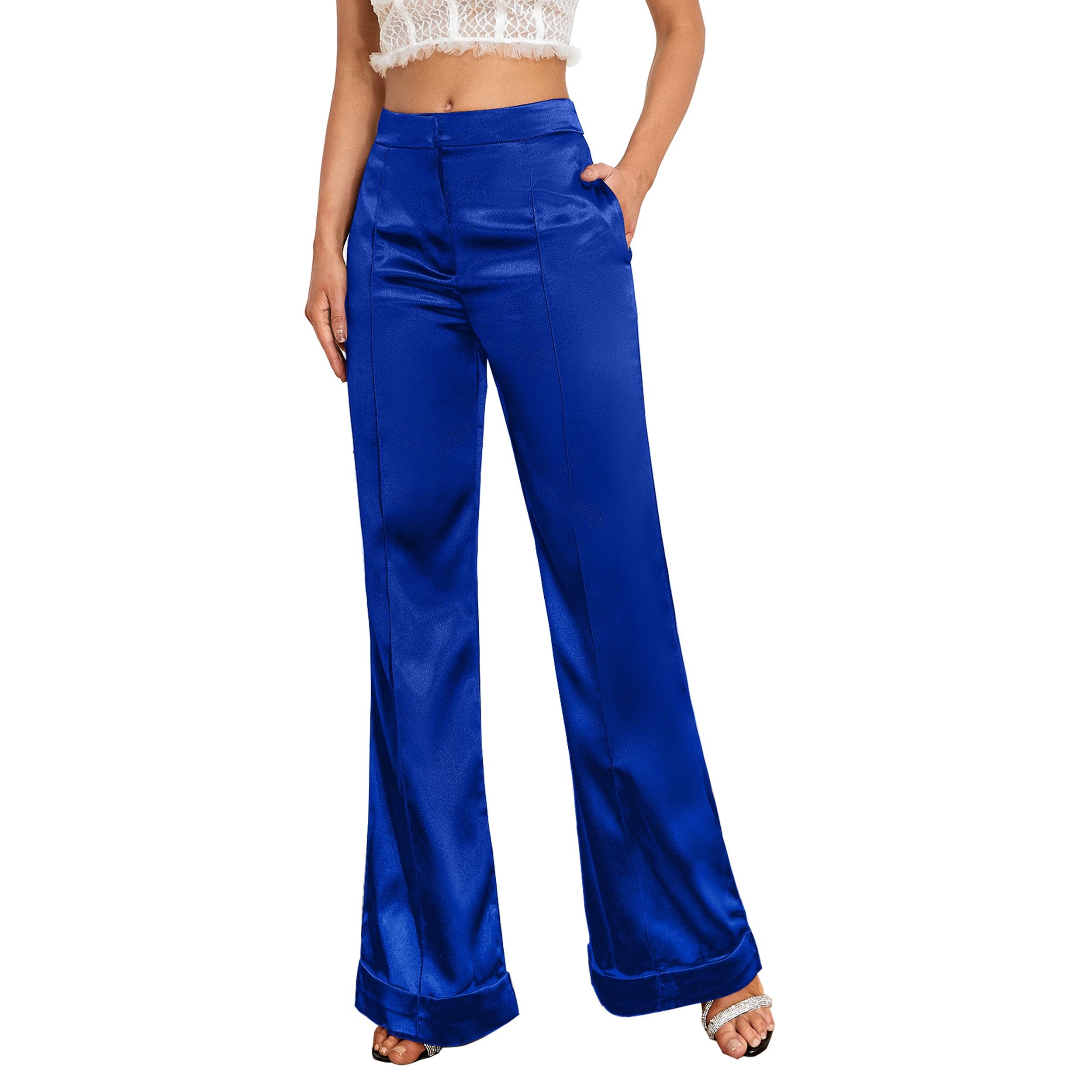 D M Womens Dress Pants Wide Leg High Waist Flare Pants Work Pants Business Office Casual Lounge Pant
