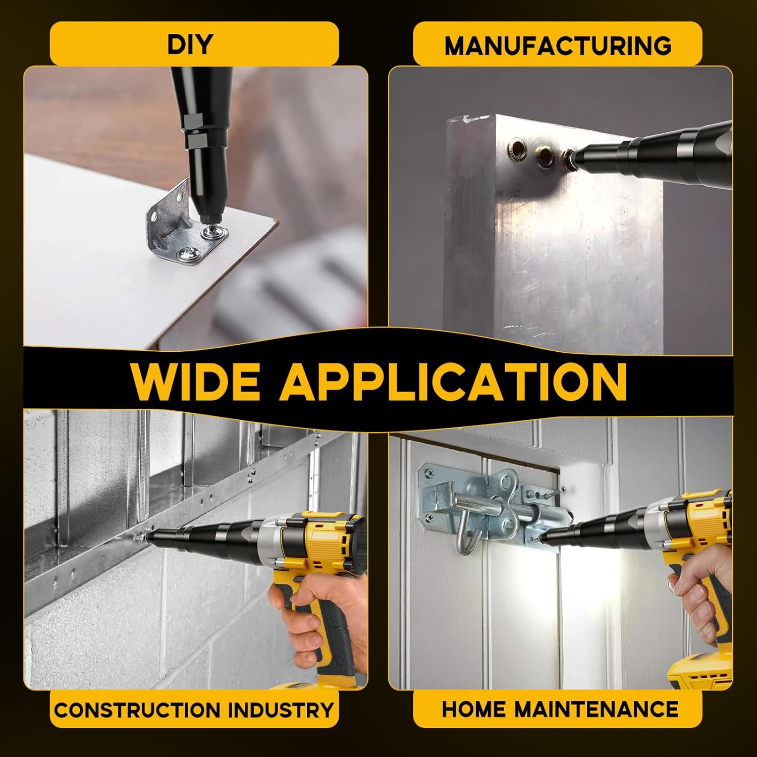 Electric Rivet Gun Compatible with Dewalt 20V Max Battery, Brushless Motor Rivet Gun Kit for Rivets 1/8", 5/32", 3/16"