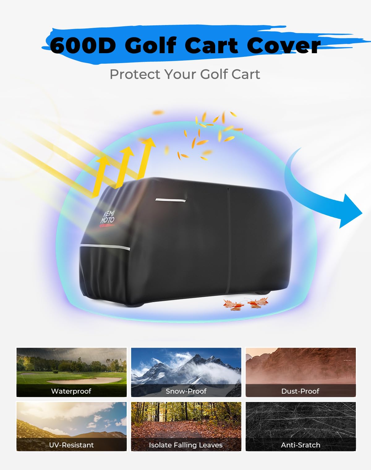 KEMIMOTO Copertura per carrello da golf 600D resistente alle intemperie